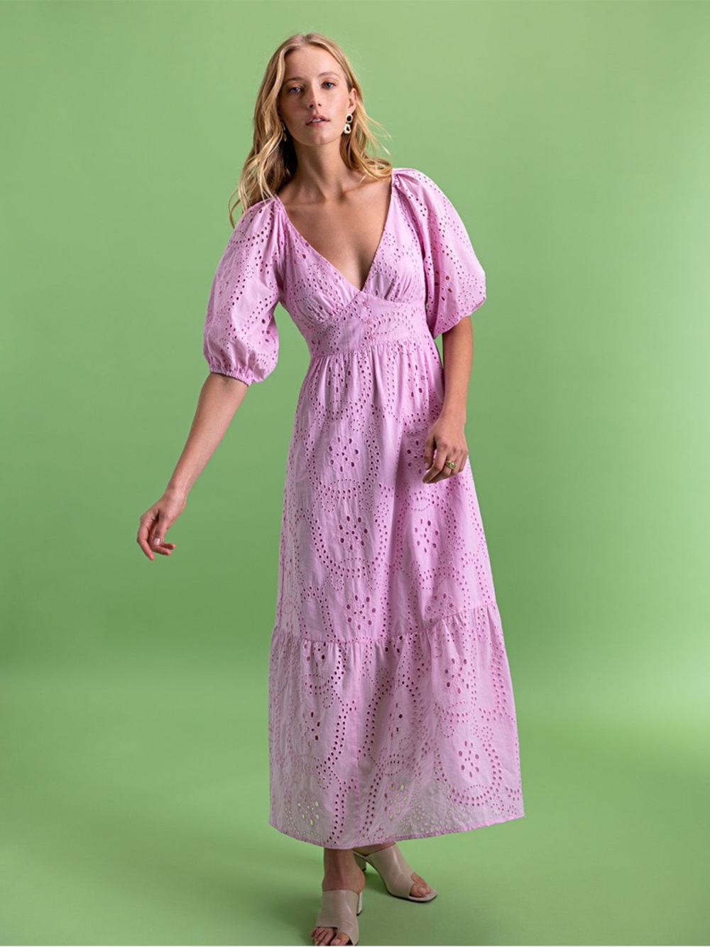 NWT- SANCTUARY MAXI EYELET DRESS PINK Size 8